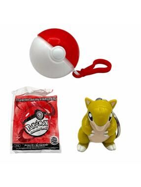 Vintage 1999 Burger King Kid’s Meal Toy Sandshrew Pokemon Keychain Figure
